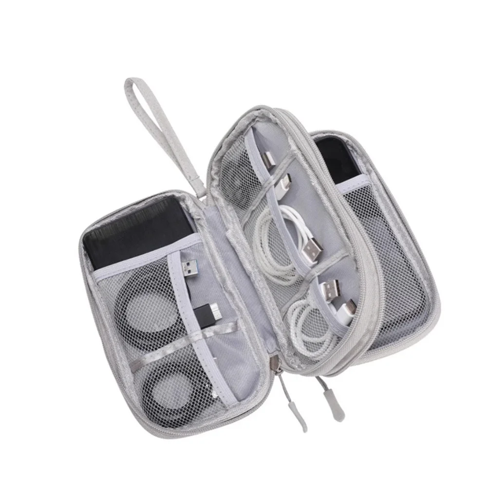 Electronics Travel Organizer Bag portable Cable Cord Tech Organizer Pouch Gray